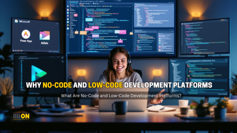 A developer working on a computer with multiple screens displaying code and development tools.